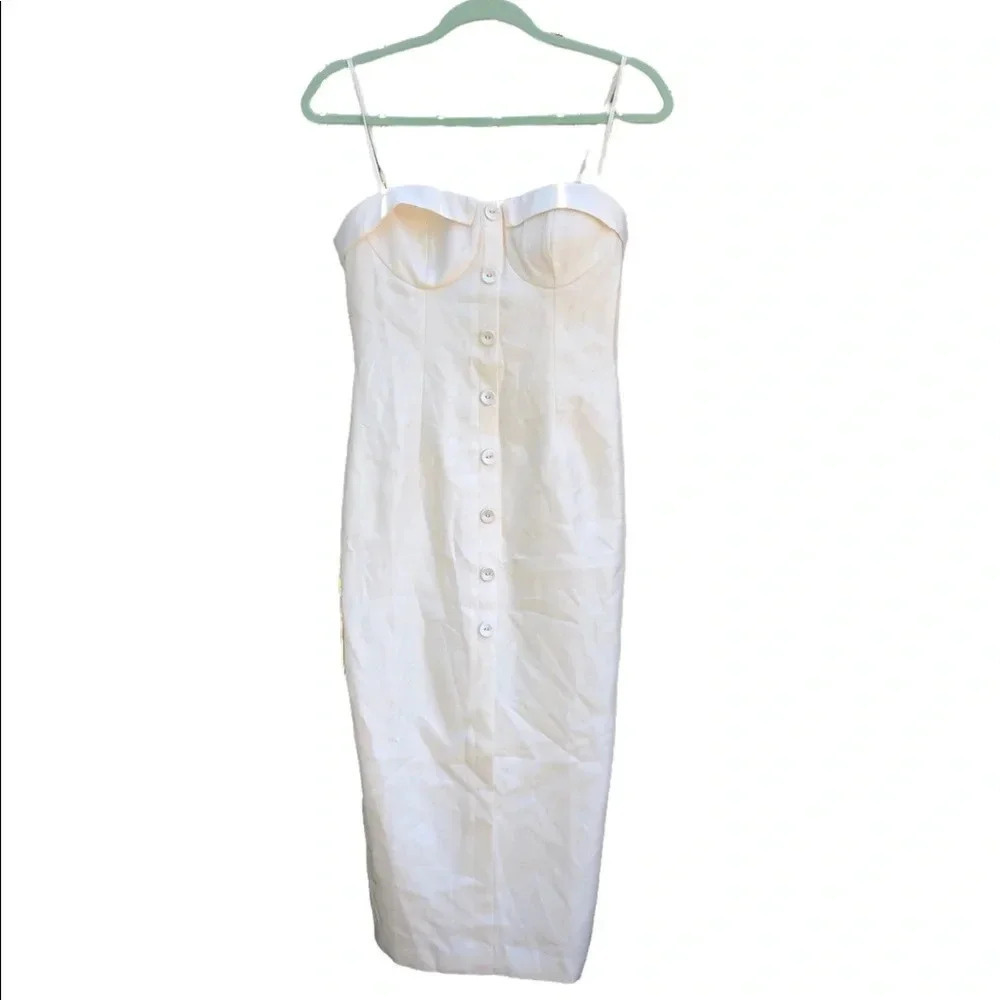 XIAOLI WHITE FITTED BUTTON FRONT DRESS